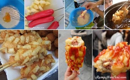 Resep Dokkebi Hotdog (Kentang Sosis Goreng Jajanan Ala Korea)